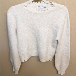 Zara Cream Textured Knit Top